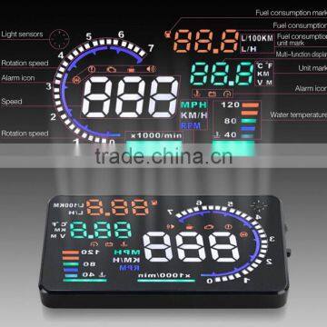 2016 New 5.5" Screen A8 Auto Car HUD Head Up Display KM/h & MPH Overspeed Warning Alarm System Car Speed Head UP LED Display