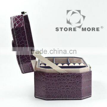 Purple Small Portable Travel Leather Jewelry Box, Gift for Wedding & Party photo-3