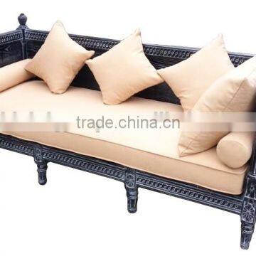 Deconstructed Old World Style Unadorned Daybed of Vintage Savaged Solid Wood and Linen BF11-07263c photo-3