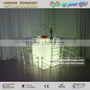 LED Flashing Dining Table Colour Changing Tempered Glass Table Lighted Square Dining Tables photo-3
