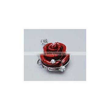 wholesale 30-40mm red Chinese rose flower shape coral pendant with diamond