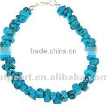 wholesale 7" 8mm blue turquoise chip bracelet