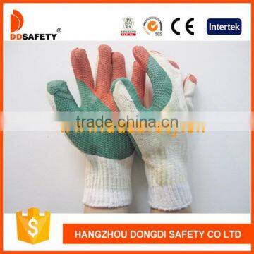 DDSAFETY 2017 Knitted Bleach Cotton Glove With Latex Coated Safety Working Glove