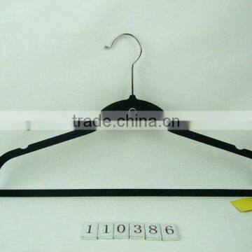 Magic non-slip soft velvet cloth hanger with necktie bar