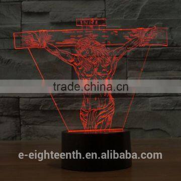 cutomization gradual color changing Jesus style visual illusion light touch panel 3D led night lights decoration lamp
