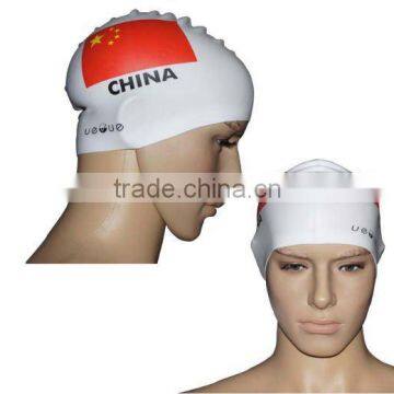 new design flag silicone swimming cap