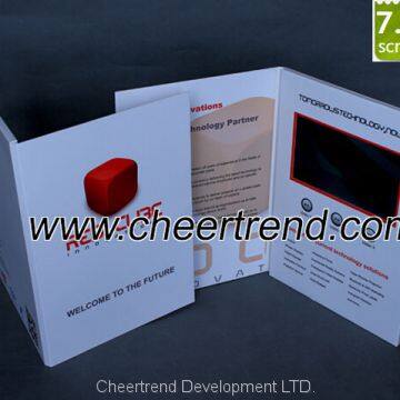 Fashion A4 Size 7'' LCD OEM Video brochure, invitation lcd video brochure card,new business ideas