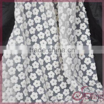 White cotton embroidery flower organza fabric, bridal african lace fabrics