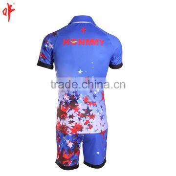 Full Sublimation Uniforms,Rugby t Shirt,Plain Sky Blue Stars Shorts photo-4