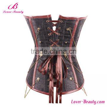 Cheap Brown Buckle up Women Steampunk Witch Corset photo-3