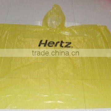 PE Disposable Yellow Poncho with Customers' Logo