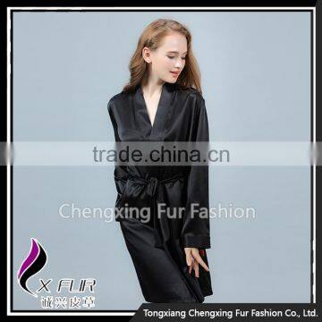 CXLLSP04 Black Sexy Silk Night Robe Homewear Sleepwear photo-4