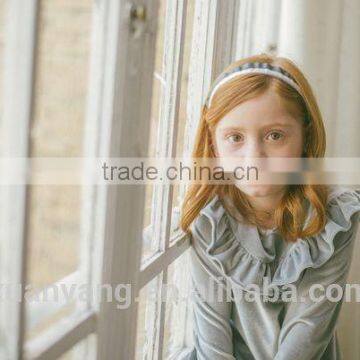 2017 New Style Long Sleeve Velour Children Boutique Clothing Kids Wholesale Fancy Baby Dress photo-3