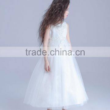 2017 Bulk Sale White Embroidery Dress Long Flower Girl Dresses photo-4