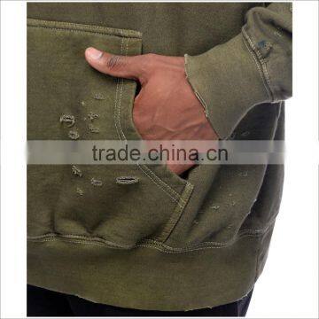 Wholesale Olive Green Hoodie Custom Design Washed Hoodie photo-2