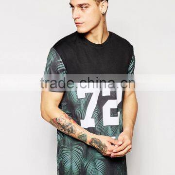 palm tree printing longline t shirts for man