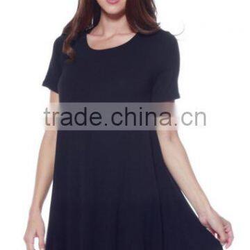 Women Clothing Shortsleeve Loose Flowy Stretch Fabric Knit Crewneck Tunic dresses for women