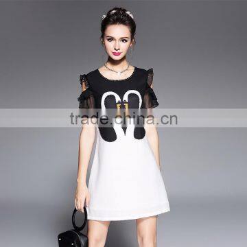 Z&M New women latest fashion dress cartoon dress Sheath dress