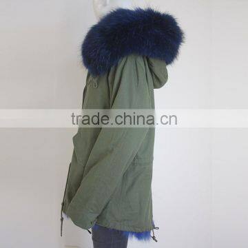 Myfur Army Green Fabric Parka With Fox Belly Fur Lining Winter Coat Wholesale photo-4