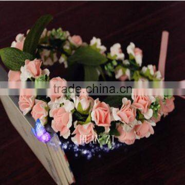 Rose Flower Headband Wedding Double Row Floral Garland Hairband photo-3