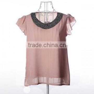 Chiffon Short Sleeve Blouses Woman Blouses and Tops photo-4
