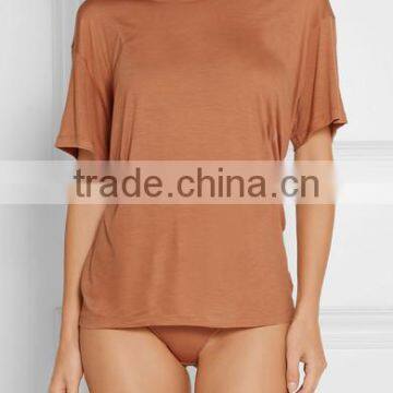 Copper Bamboo Jersey t Shirt Soft Cup Bra and Brief Sleeping Wear Set photo-2