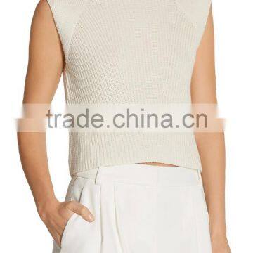 2017 New Display Ivory Cashmere Cotton and Silk Blend Slips On Knitted Top photo-2