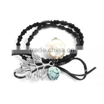 Acrylic Imitation Pearl Hair Ties Leaf Light Green Flower photo-2