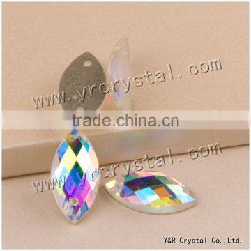 Sew on Fish Eye ab Rhinestones Beads Crystal Glass Beads AB Color With Two Holes or Not photo-2