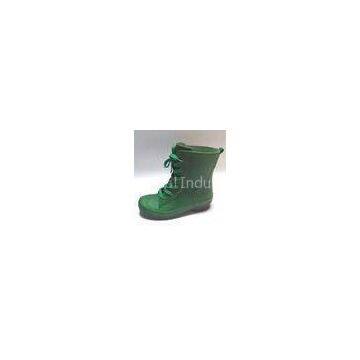 Green Size 11 Womens Rain Boot , Lace Up PVC Upper EVA 25 Insole