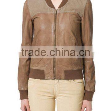 Hot sales Brown genuine leather lady jacket for women