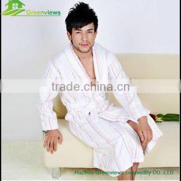 Cotton men bathrobe color strip bath robe for adults men cloth robes bathrobe