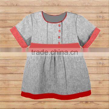 CH00257YIWU BOYA Cotton milk silk dress cotton solid grey dress new fabric pattern kids clothes wearing boutique dresses