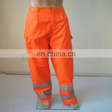 Cotton/polyester 60/40 high visibility reflective safety trousers