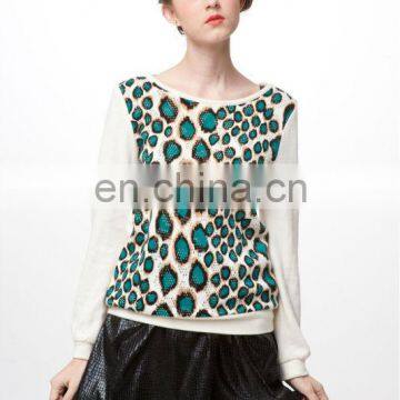 2014 Autumn Printed Long Sleeve Knitted Girl Sweater