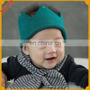 Latest design baby hat crown patternb wool knit hat for child visor hat wholesale china