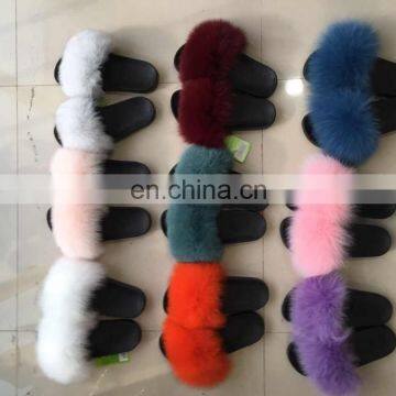 Soft Fur Slide Outdoor Casual Flat Slip On Fluffy Fur Slippers Sliders Sandals Mink Fox Raccoon photo-3