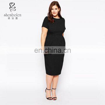 Bodycon Midi Wiggle Casual Dress in Waffle Textured