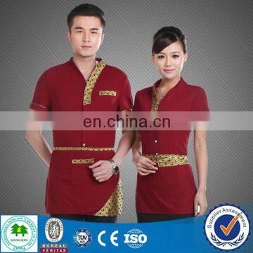 Short sleeve hotel uniform for waitress,restaurant waitress uniform