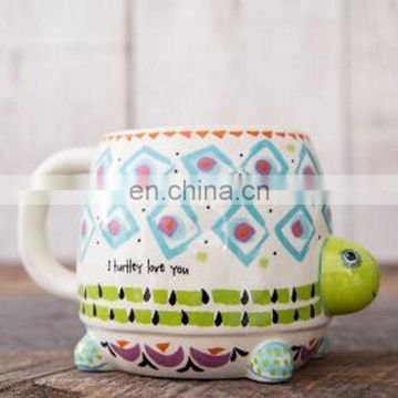 Hot New Products Cute Animal Designs 3d Ceramic Coffee Mug Creative Turtle Shaped Ceramic Mug