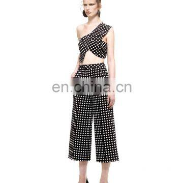 2015 New Fashion Women Irregular Elegant Check Patern Two Piece Set photo-2