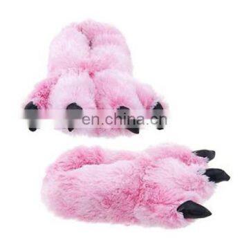 Adults warm paws plush shipper paws Women pink paw slippers