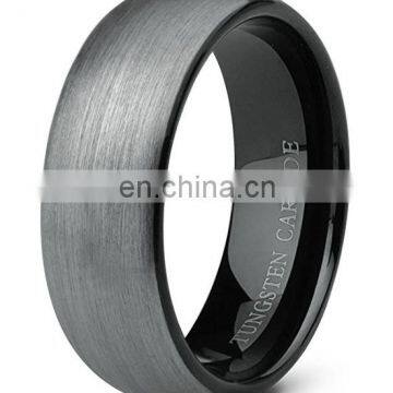 Best selling alibaba jewelry mens tungsten ring, flat brushed black tungsten carbide ring blank