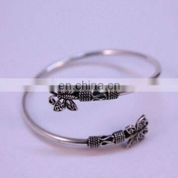 92.5 Adjustable Butterfly Silver Bangle Bracelet