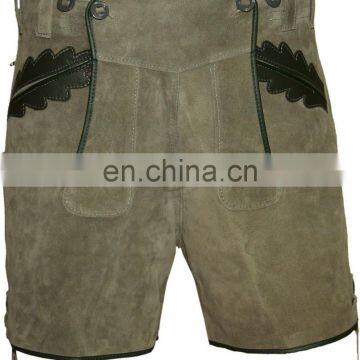 Lederhosen Leather Shorts Oktoberfest Trachten Bavarian Gray (Oktoberfest Clothing)