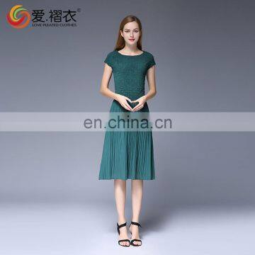 2016 Korea Style Round-Neck Chiffon Dress Wholesales PLeated Dress photo-4