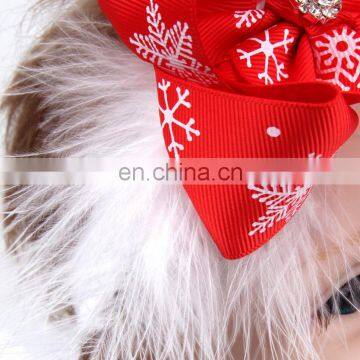 Christmas Kids Bow Feather Hair Band Festival Baby Headband Children's Hair Accessories photo-3