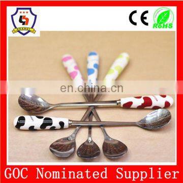 wholesale baby soup spoon, small spoon with colorful handle, newborn baby spoon (HH-spoon-121)