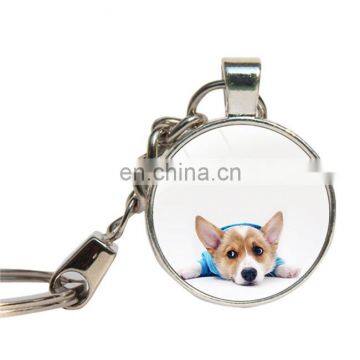 Schnauzer Dog Keychain Glass Cabochon Husky Corgi Lovely Dog Key Ring Glass Dome Pet Custom Photo Key Chains Jewelry Key Holder photo-3