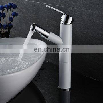 China faucet factory white paint high body pull basin faucet